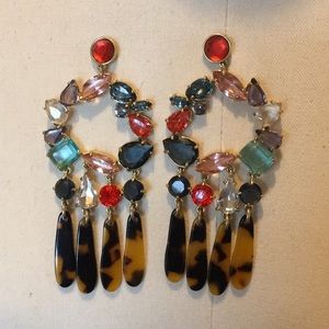 Susi Crystal Resin Tortoise Chandelier Earrings
